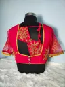 Red Princess Cut Net Blouse || Square with Patch work back 